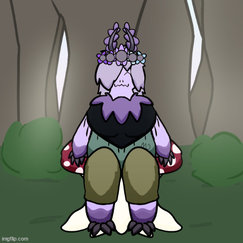 lavender sitting on a giant mushroom (my art and character) | image tagged in furry,art,drawings,moths | made w/ Imgflip meme maker