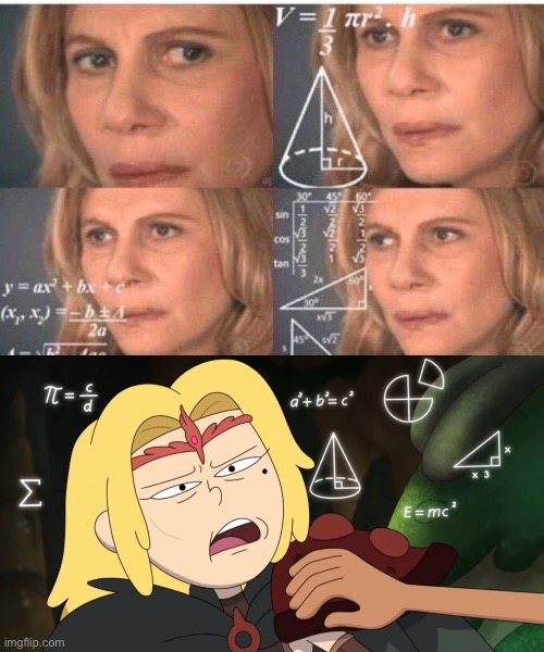 Math lady and Sasha thinking of math | image tagged in math lady/confused lady,math,amphibia,disney channel,math lady | made w/ Imgflip meme maker