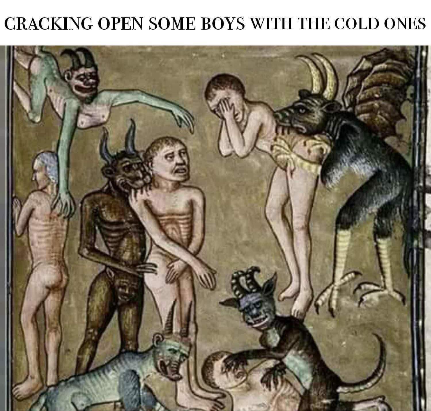 Cracking open some boys with the cold ones Blank Meme Template