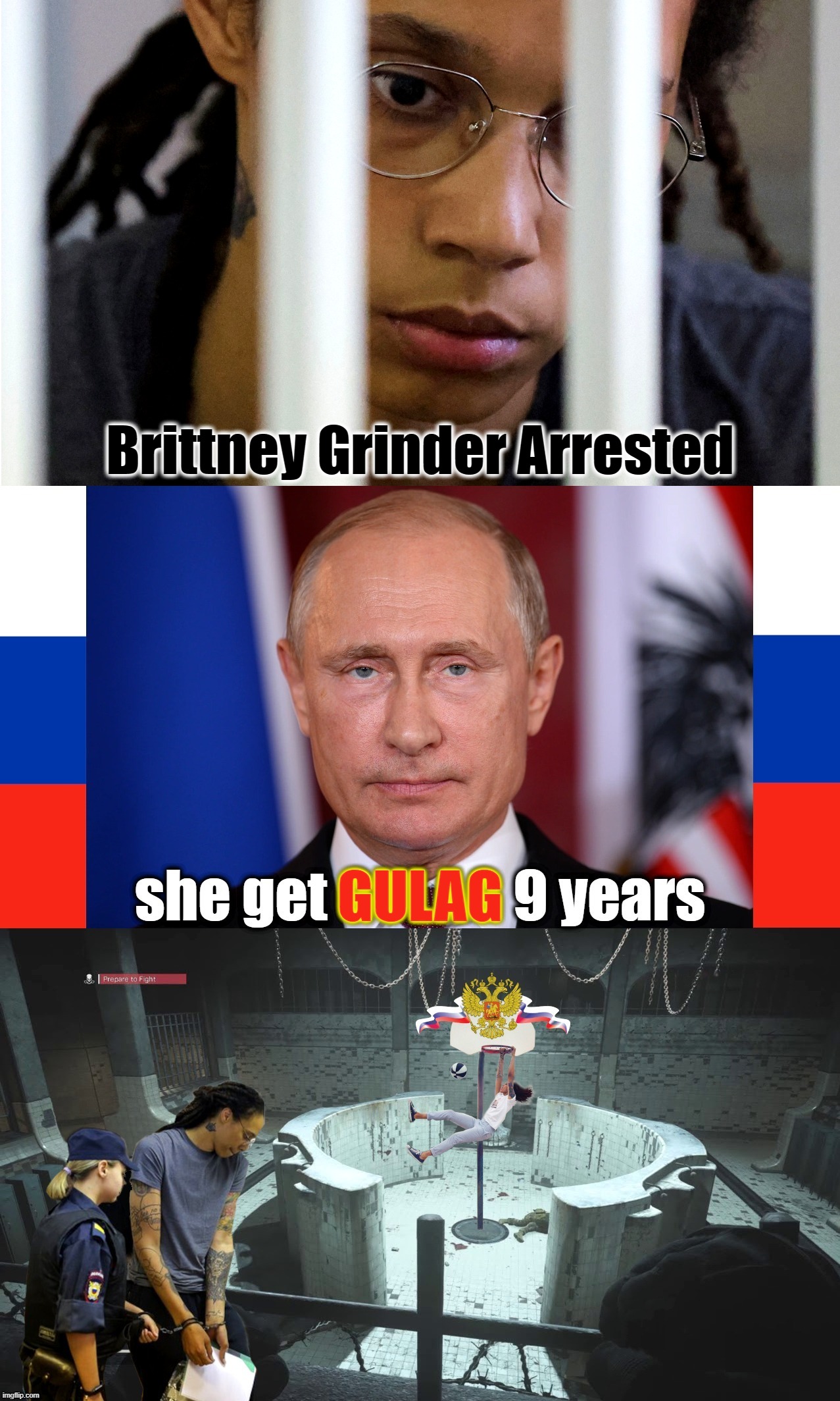 Russian Gulag |  Brittney Grinder Arrested | image tagged in call of duty,wnba,russia,putin,gulag,biden | made w/ Imgflip meme maker