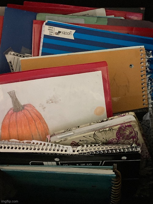 the horrifying box of all my old sketchbooks | made w/ Imgflip meme maker