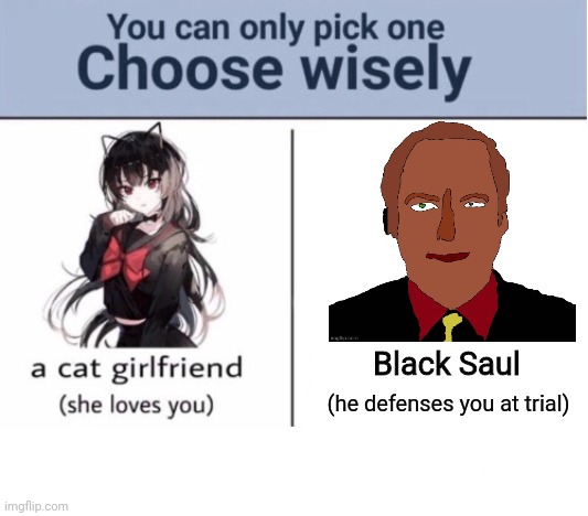 Stickmin Note: Black Saul | Black Saul; (he defenses you at trial) | image tagged in choose wisely | made w/ Imgflip meme maker