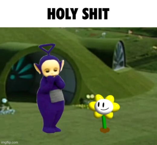 IS THAT FLOWEY IN TELETUBBIES | image tagged in memes,funny,undertale,teletubbies,henry stickmin pls stop,stop reading the tags | made w/ Imgflip meme maker