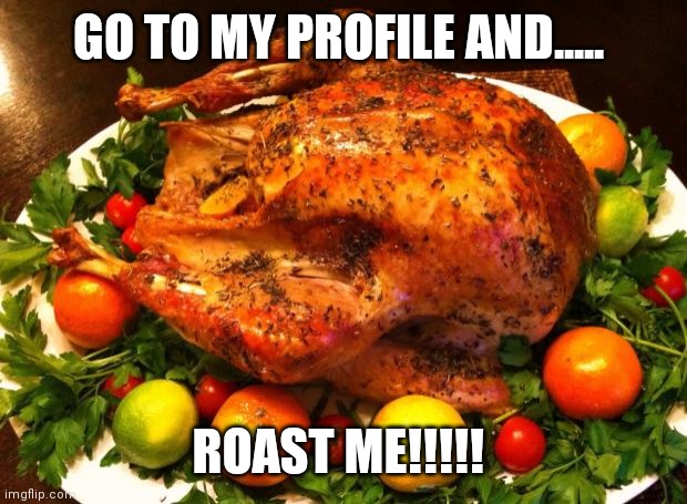 I said, this day couldn't get any worse, and then I thought of this stream | GO TO MY PROFILE AND..... ROAST ME!!!!! | image tagged in roasted turkey,roast | made w/ Imgflip meme maker
