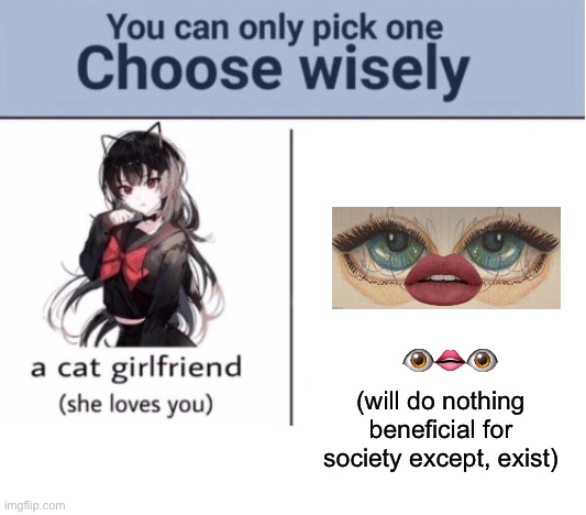 Choose wisely | (will do nothing beneficial for society except, exist); 👁👄👁 | image tagged in choose wisely | made w/ Imgflip meme maker