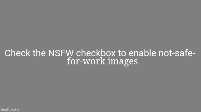 Meme #75 | Check the NSFW checkbox to enable not-safe-; for-work images | image tagged in blank grey,nsfw,funny memes,memes,funny,lol | made w/ Imgflip meme maker