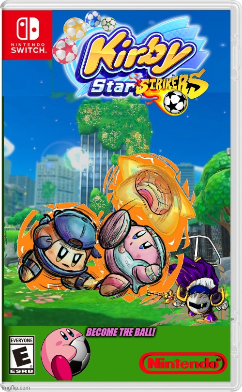 KIRBY SOCCER | BECOME THE BALL! | image tagged in nintendo switch,kirby,soccer,mario strikers,waddle dee,fake switch games | made w/ Imgflip meme maker