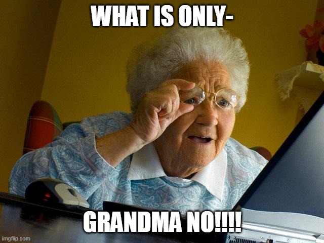grandma finds my laptop | WHAT IS ONLY-; GRANDMA NO!!!! | image tagged in memes,grandma finds the internet | made w/ Imgflip meme maker