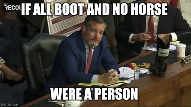 IF ALL BOOT AND NO HORSE; WERE A PERSON | made w/ Imgflip meme maker