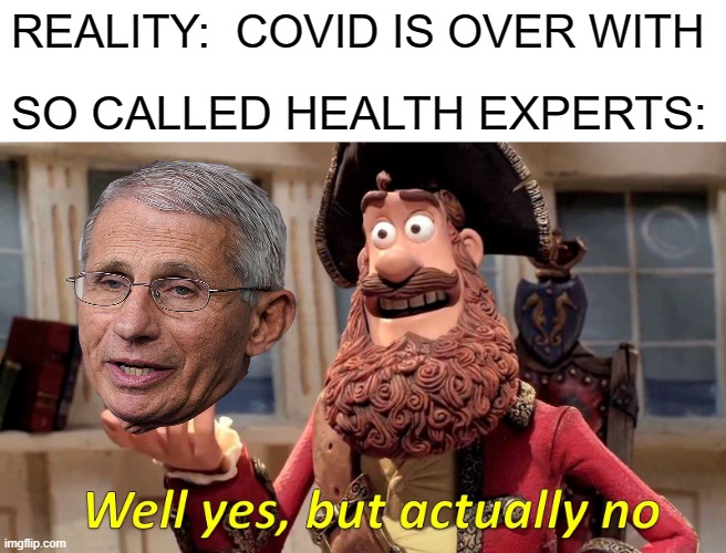 It's Over!  Accept It And Move On... | REALITY:  COVID IS OVER WITH; SO CALLED HEALTH EXPERTS: | image tagged in memes,well yes but actually no,covid-19,covid,so true memes,true dat | made w/ Imgflip meme maker