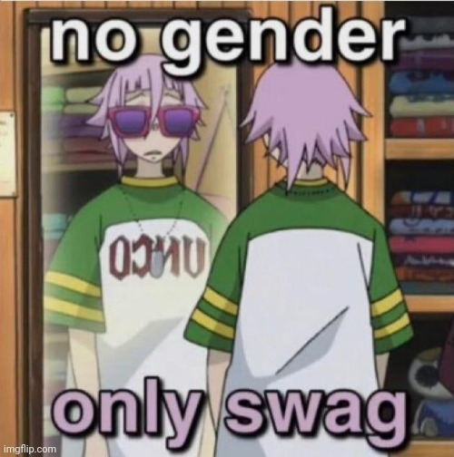 Enby attitude. | image tagged in no gender only swag,lgbt,non binary,no one is born cool except | made w/ Imgflip meme maker