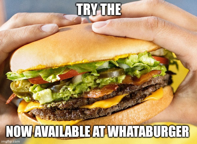 The | TRY THE; NOW AVAILABLE AT WHATABURGER | image tagged in comment section,burger,whataburger,comments,memes,the | made w/ Imgflip meme maker
