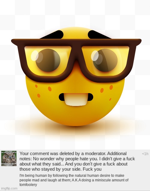 get trolled | image tagged in nerd emoji | made w/ Imgflip meme maker