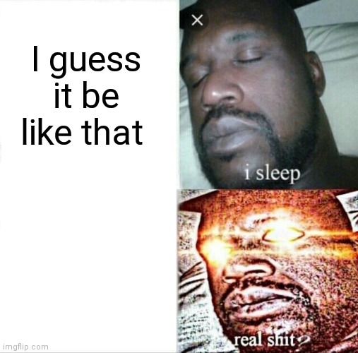 Sleeping shaq | I guess it be like that | image tagged in memes,sleeping shaq | made w/ Imgflip meme maker