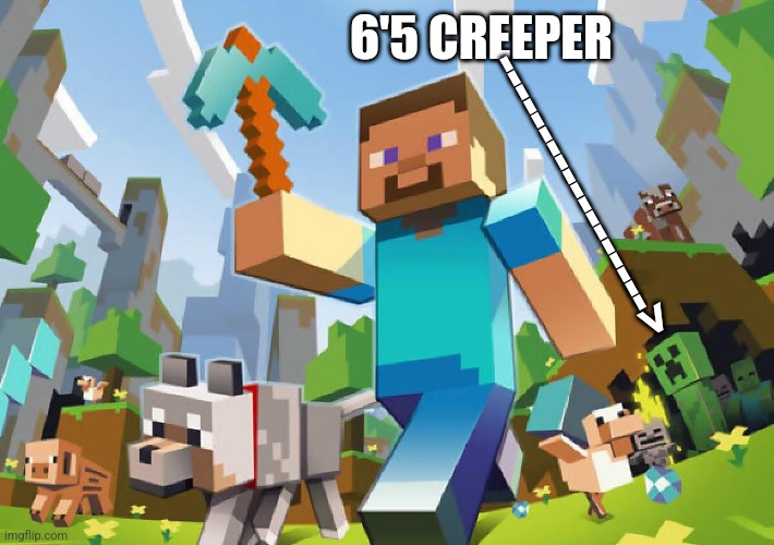 Minecraft  | 6'5 CREEPER; ------------------> | image tagged in minecraft | made w/ Imgflip meme maker