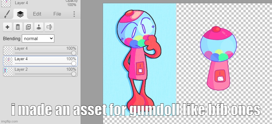 i like it | i made an asset for gumdoll like bfb ones | made w/ Imgflip meme maker