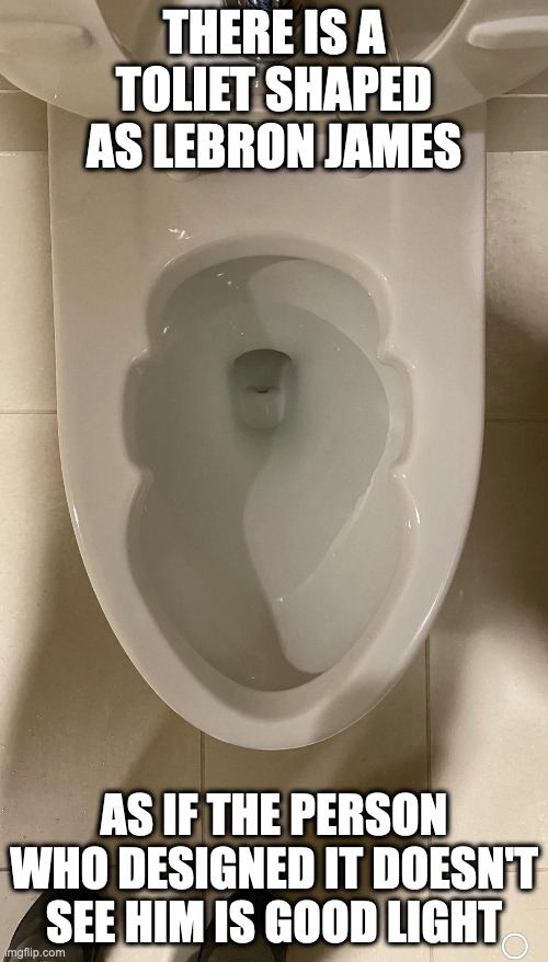 Lebro James-Shaped Toliet | THERE IS A TOLIET SHAPED AS LEBRON JAMES; AS IF THE PERSON WHO DESIGNED IT DOESN'T SEE HIM IS GOOD LIGHT | image tagged in toliet,memes | made w/ Imgflip meme maker