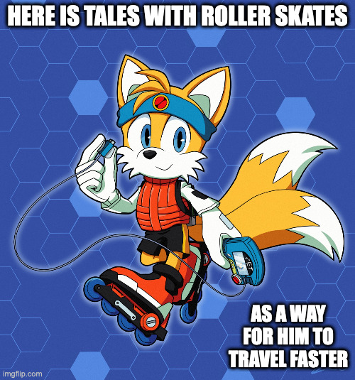 Tales With Roller Skates | HERE IS TALES WITH ROLLER SKATES; AS A WAY FOR HIM TO TRAVEL FASTER | image tagged in megaman,megaman battle network,memes,sonic the hedgehog,tales | made w/ Imgflip meme maker