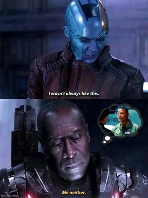 Poor Rhodey | image tagged in war machine | made w/ Imgflip meme maker