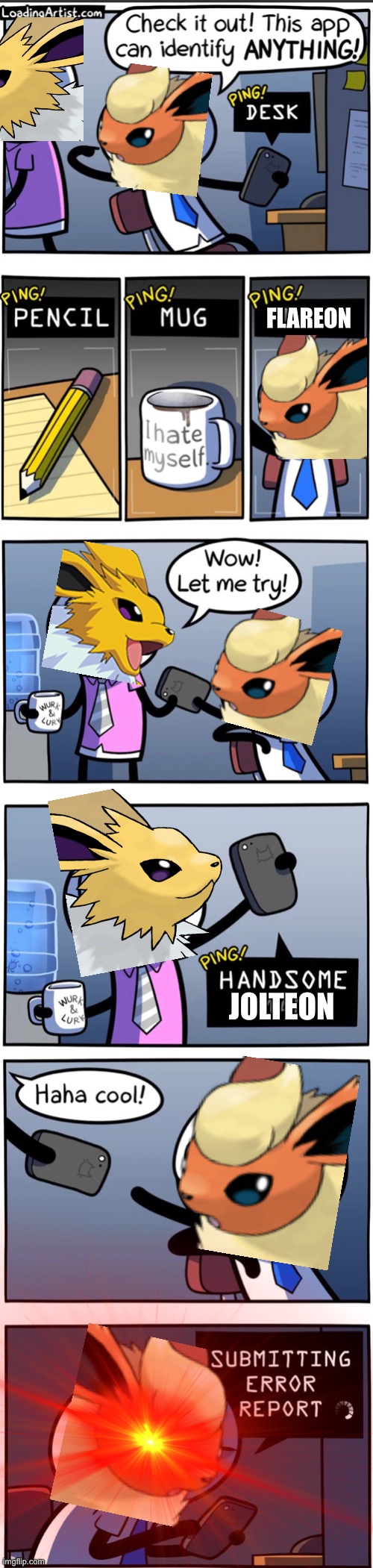 LE POKÉCOMICS | FLAREON; JOLTEON | image tagged in pokemon | made w/ Imgflip meme maker