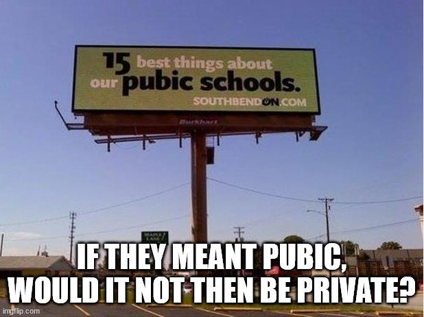 IF THEY MEANT PUBIC, WOULD IT NOT THEN BE PRIVATE? | image tagged in you had one job | made w/ Imgflip meme maker