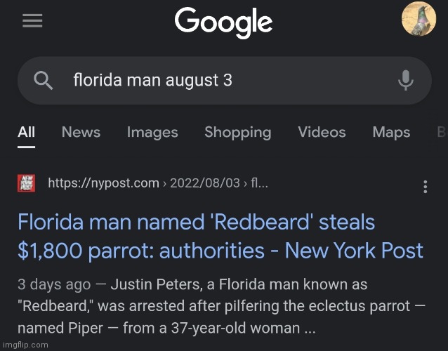I typed my birthday to see what forida man did that day | made w/ Imgflip meme maker