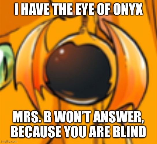 I HAVE THE EYE OF ONYX MRS. B WON’T ANSWER, BECAUSE YOU ARE BLIND | made w/ Imgflip meme maker