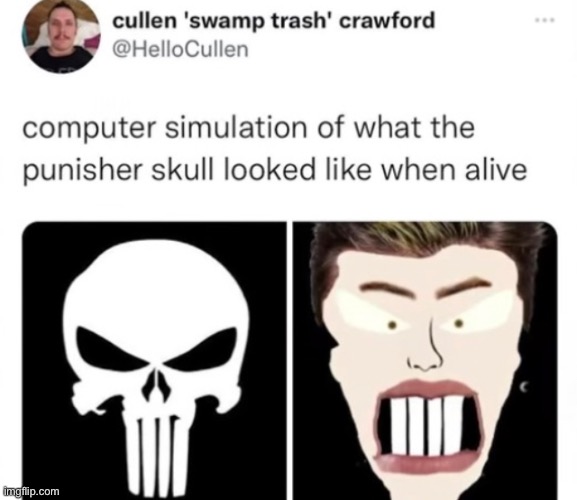 Ong it’s james charles | image tagged in memes,marvel,punisher,james charles,funny | made w/ Imgflip meme maker