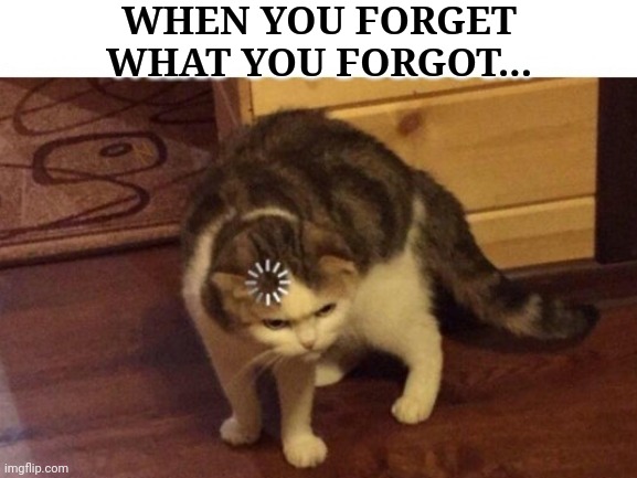 Wha? |  WHEN YOU FORGET WHAT YOU FORGOT... | image tagged in buffering cat,loading cat,loading,forgot,cat,memes | made w/ Imgflip meme maker
