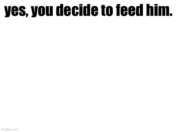 Blank White Template | yes, you decide to feed him. | image tagged in blank white template | made w/ Imgflip meme maker