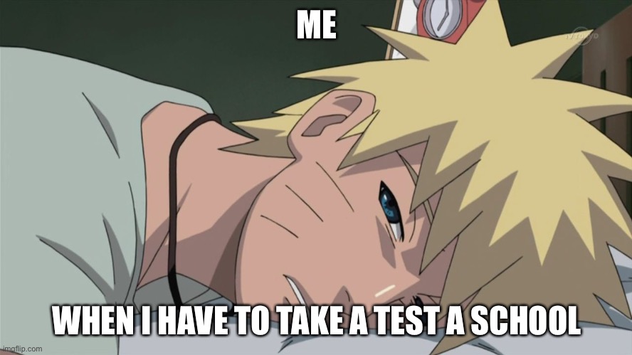 When There’s A Test At School | ME; WHEN I HAVE TO TAKE A TEST A SCHOOL | image tagged in naruto uzumaki,memes,test at school,sleeping,naruto memes | made w/ Imgflip meme maker