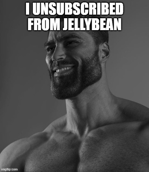 Giga Chad | I UNSUBSCRIBED FROM JELLYBEAN | image tagged in giga chad | made w/ Imgflip meme maker