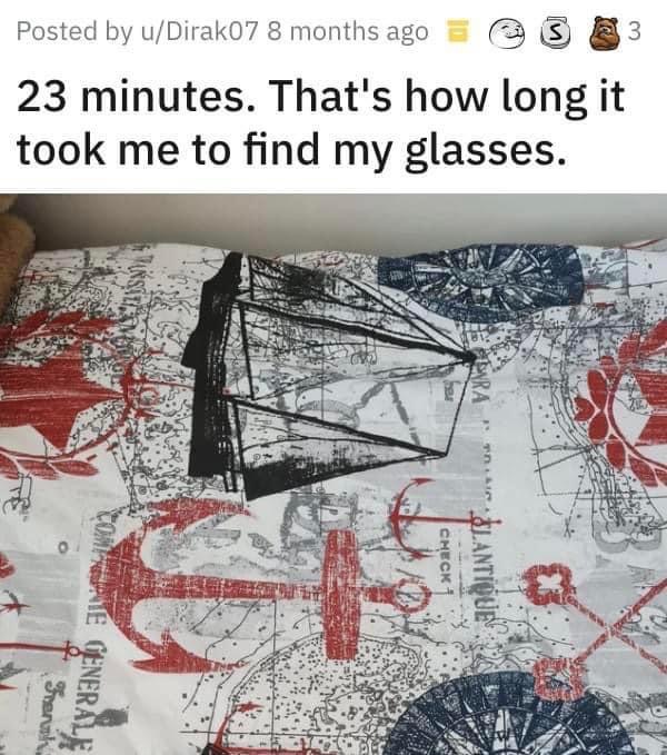 Find my glasses cropped Blank Meme Template