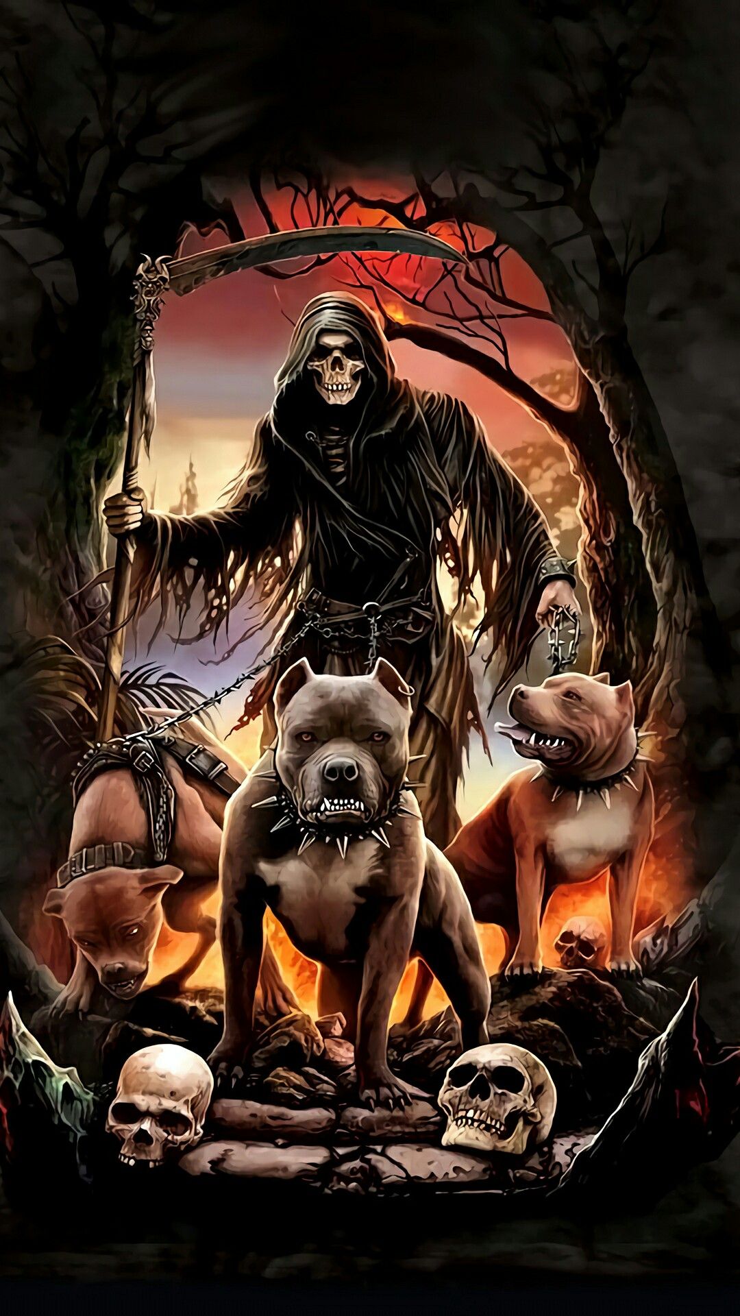 High Quality Grim reaper with dogs Blank Meme Template