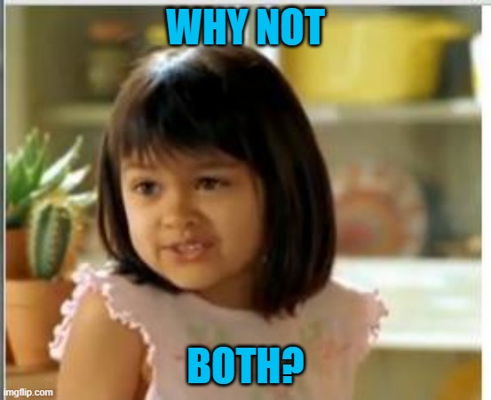 Why not both | WHY NOT BOTH? | image tagged in why not both | made w/ Imgflip meme maker
