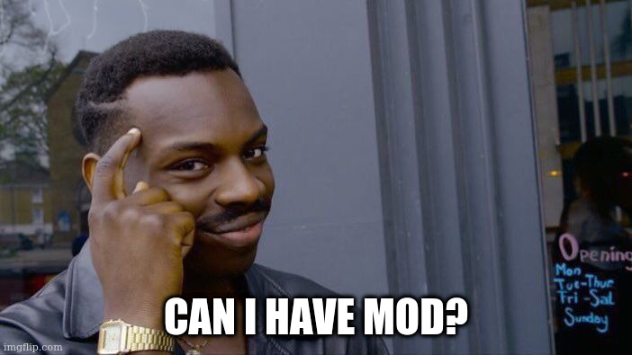 Roll Safe Think About It | CAN I HAVE MOD? | image tagged in memes,roll safe think about it | made w/ Imgflip meme maker