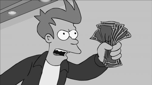 Futurama Fry shut up and take my money grayscale Blank Meme Template