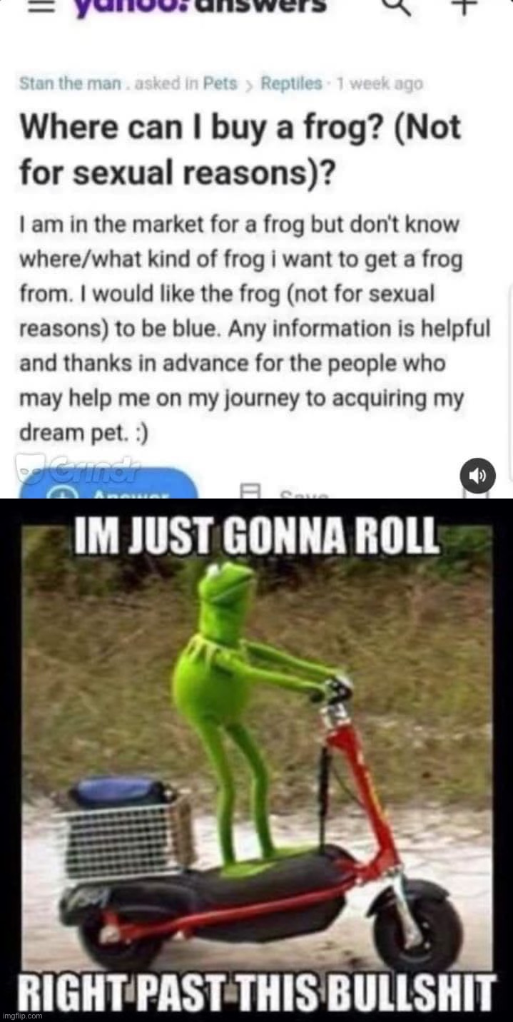 image tagged in where can i buy a frog,kermit i'm just gonna roll right past this bullshit | made w/ Imgflip meme maker