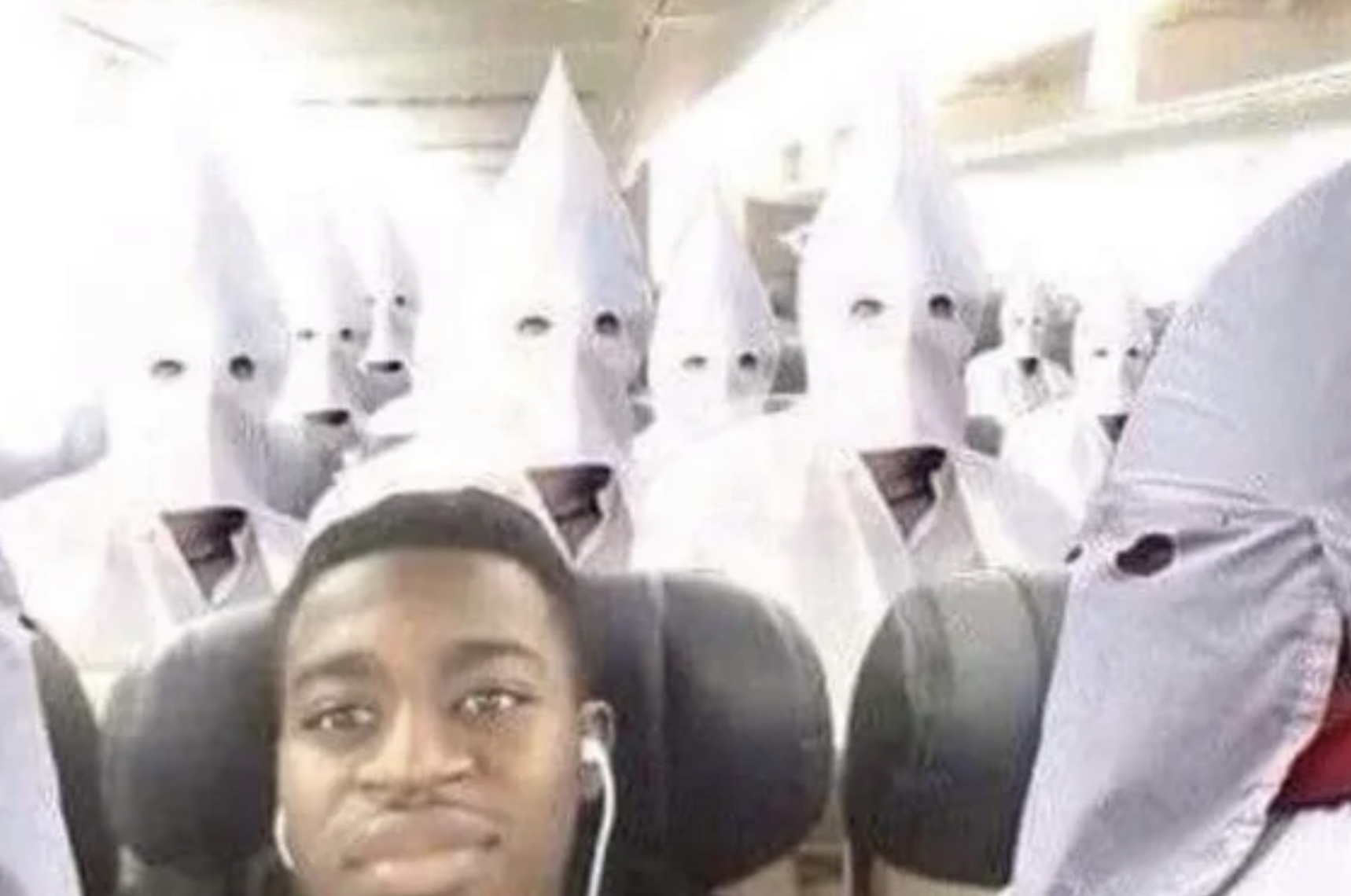High Quality Black guy on kkk flight Blank Meme Template