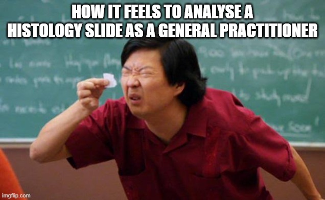 Small Paper | HOW IT FEELS TO ANALYSE A HISTOLOGY SLIDE AS A GENERAL PRACTITIONER | image tagged in small paper | made w/ Imgflip meme maker