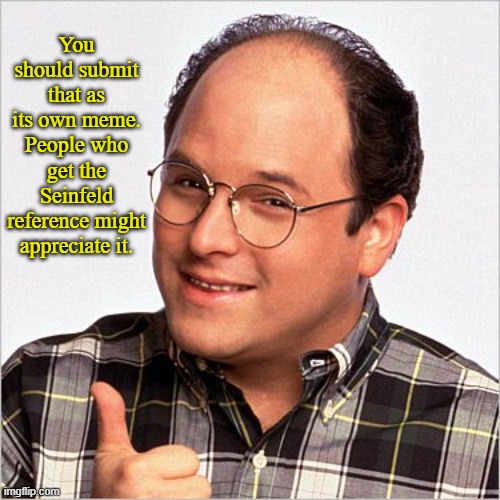 Seinfeld George | You should submit that as its own meme. People who get the Seinfeld reference might appreciate it. | image tagged in seinfeld george | made w/ Imgflip meme maker