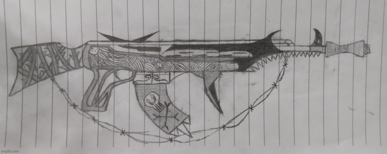 Attempted ak 47 but with some details | image tagged in ak47,drawing | made w/ Imgflip meme maker