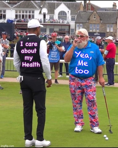 Have it Your way | I care  
about  
my  
Health; Yea,
Me
too | image tagged in john daly and tiger woods | made w/ Imgflip meme maker