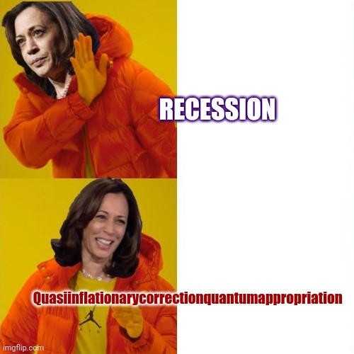 Kamala Harris Hotline Bling | RECESSION Quasiinflationarycorrectionquantumappropriation | image tagged in kamala harris hotline bling | made w/ Imgflip meme maker