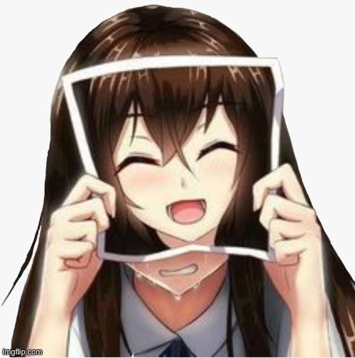 Anime girl crying behind picture | image tagged in anime girl crying behind picture | made w/ Imgflip meme maker