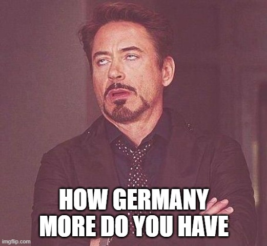 Tony Stark | HOW GERMANY MORE DO YOU HAVE | image tagged in tony stark | made w/ Imgflip meme maker