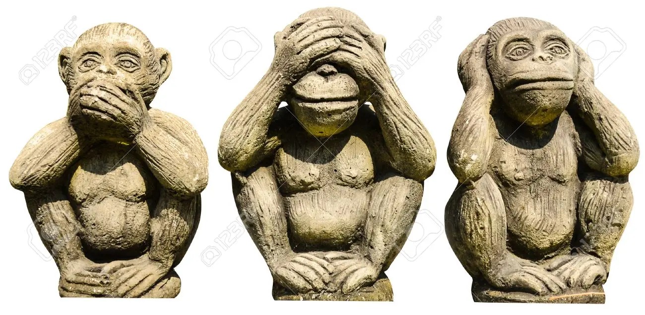 3 monkeys blind deaf and mute Blank Meme Template