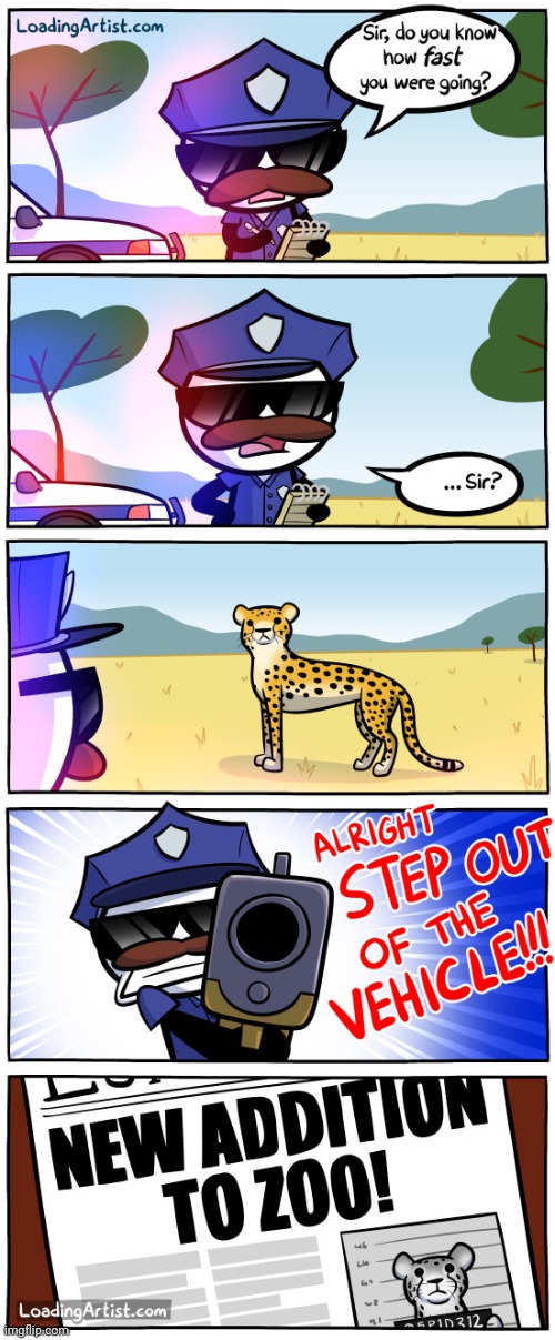 Cheetah | image tagged in police,cheetah,loading artist,comics,comics/cartoons,cop | made w/ Imgflip meme maker