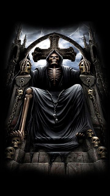 Grim reaper on skull throne Blank Meme Template