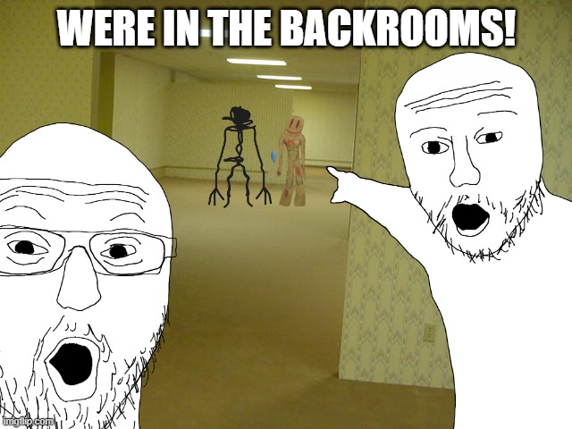 HELP IM TRAPPED! | WERE IN THE BACKROOMS! | image tagged in the backrooms,funny | made w/ Imgflip meme maker